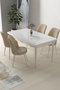 Hanah Home Juego de Mesa y Sillas de Comedor de 5 Piezas Blanco y Crema